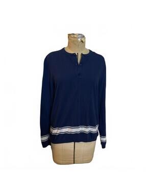Ron Dorff Navy Blue Long Sleeve Pullover Sweater